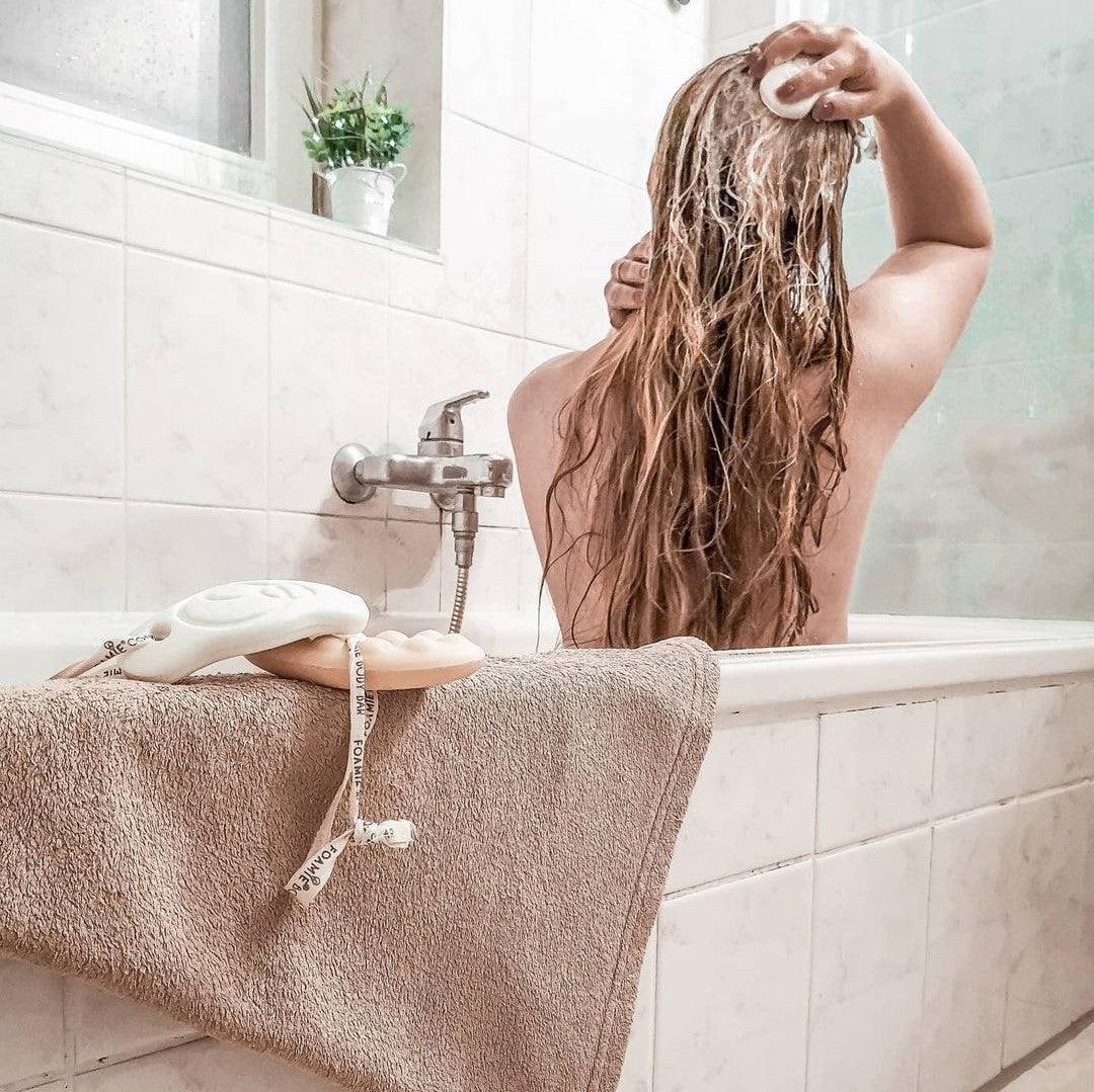 Kit Shampoo sólido y Acondicionador de Aceite de Argán para cabello rebelde con frizz & Jabón para el cuerpo de menta - Foamie