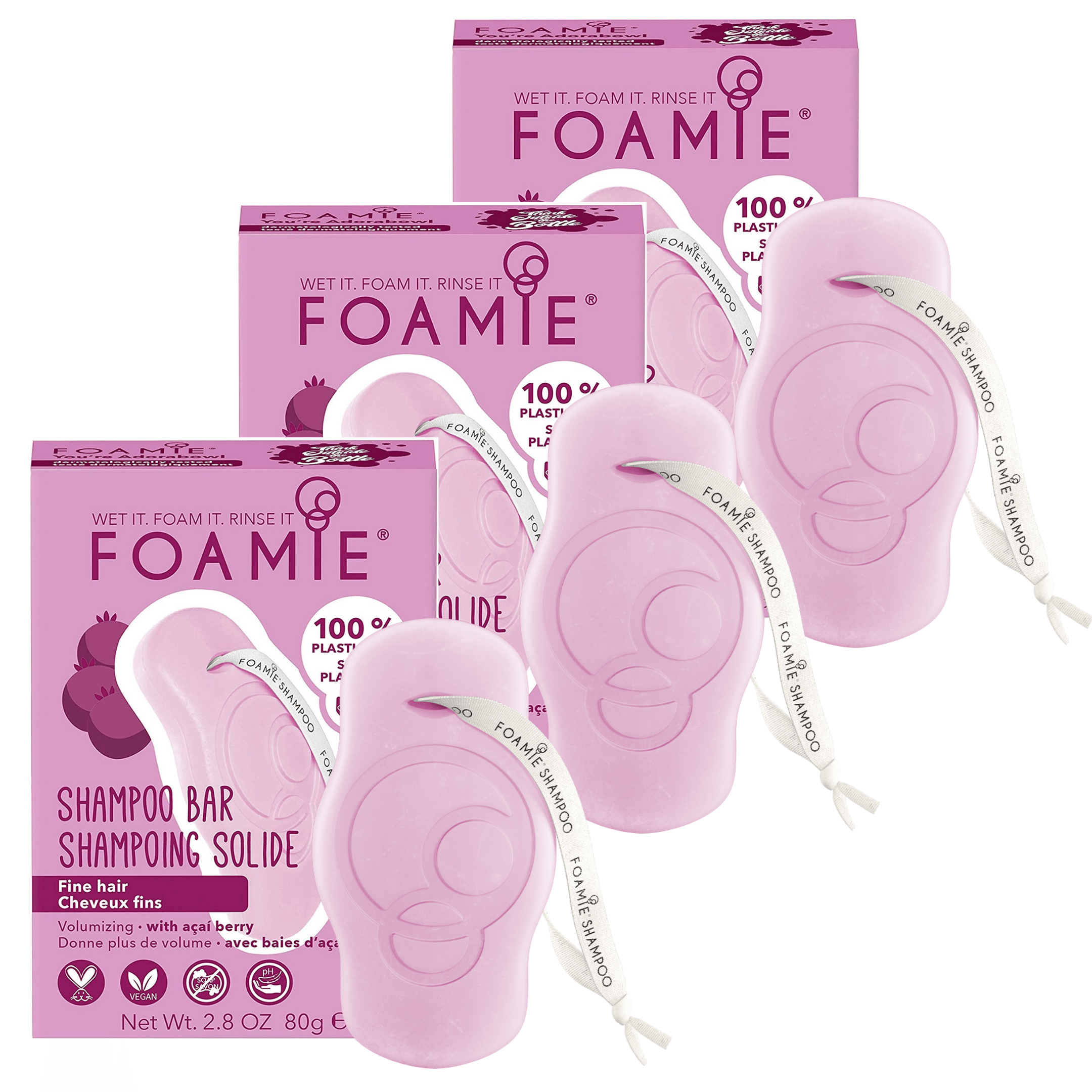 3 Shampoos de baya de acaí para cabello delgado - Foamie