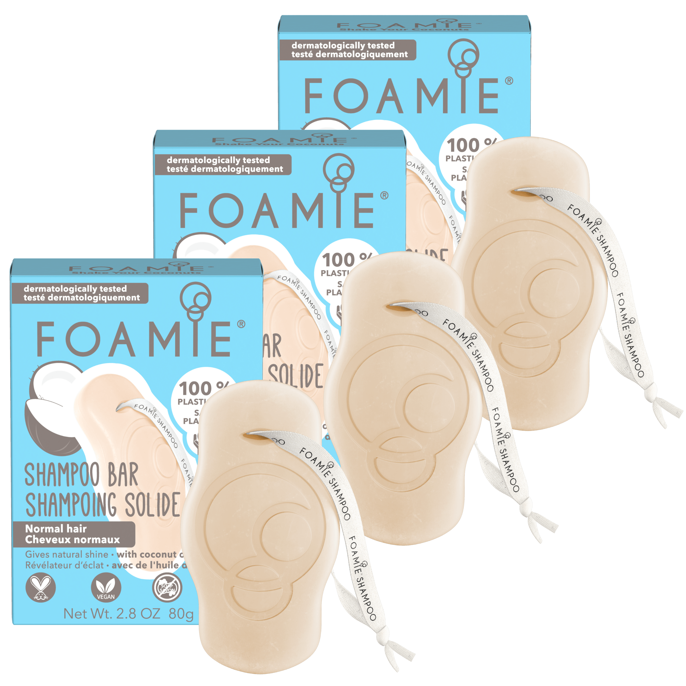 Triple Kit Shampoo de coco para cabello normal - Foamie