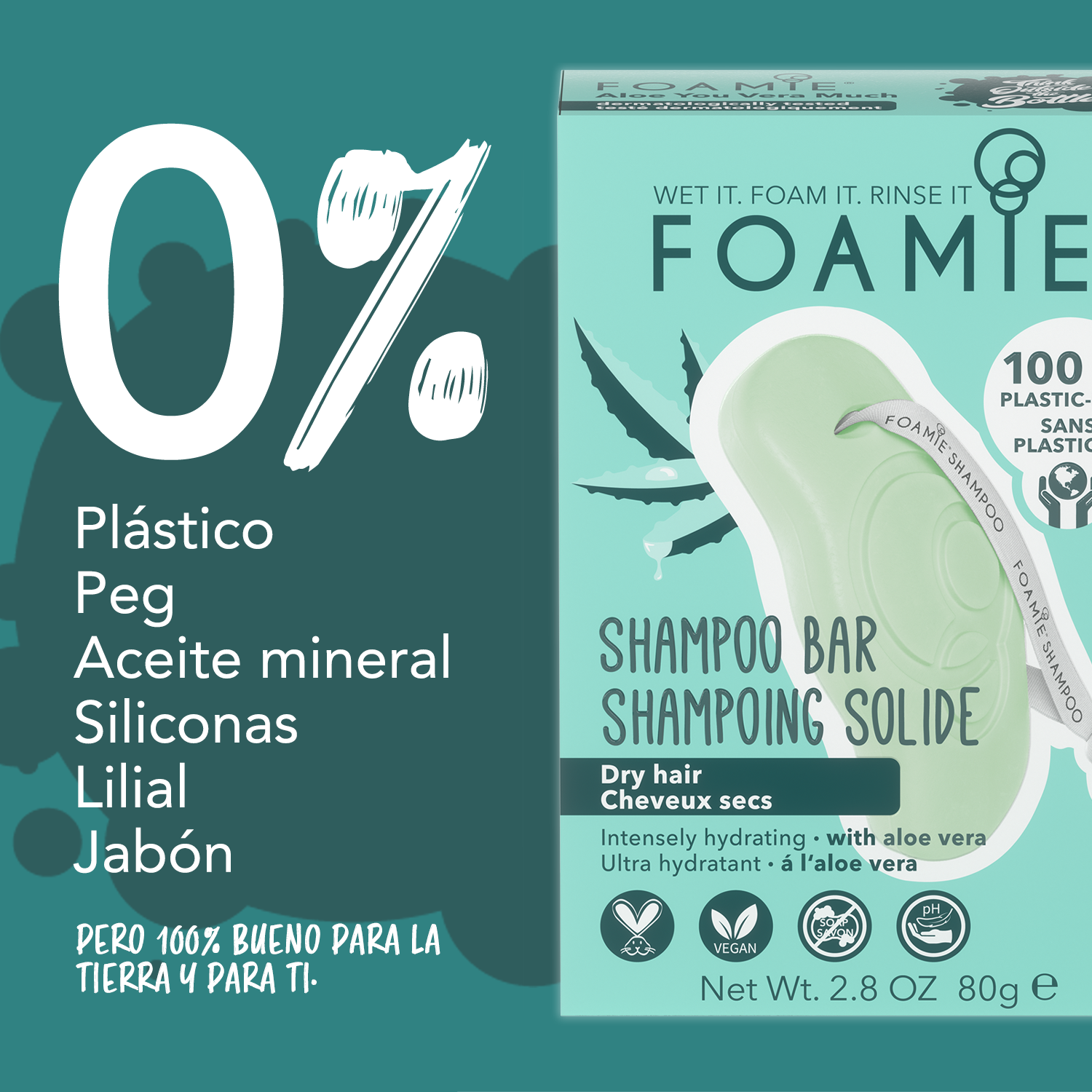 Shampoo de aloe vera para cabello seco y cabello rizado - Foamie