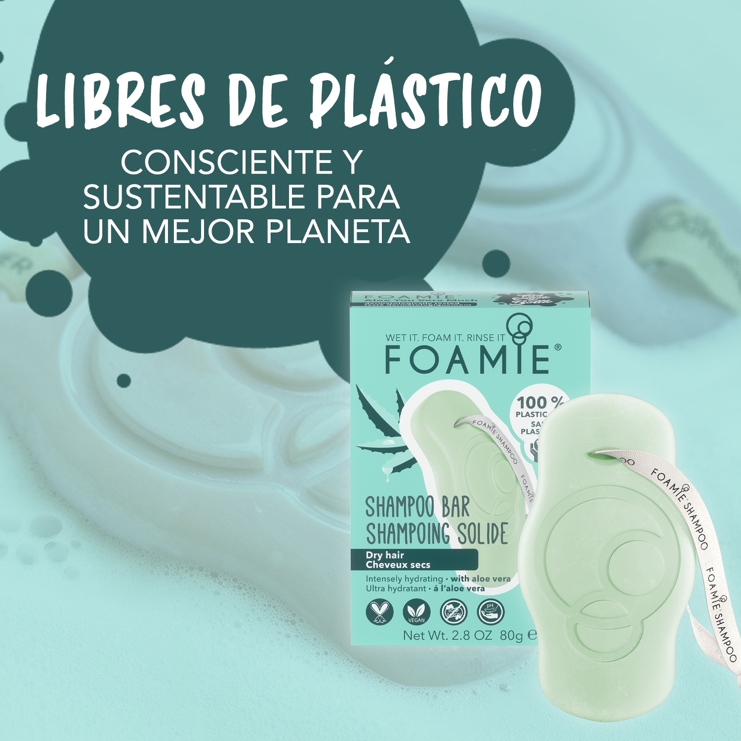 Shampoo de aloe vera para cabello seco y cabello rizado - Foamie