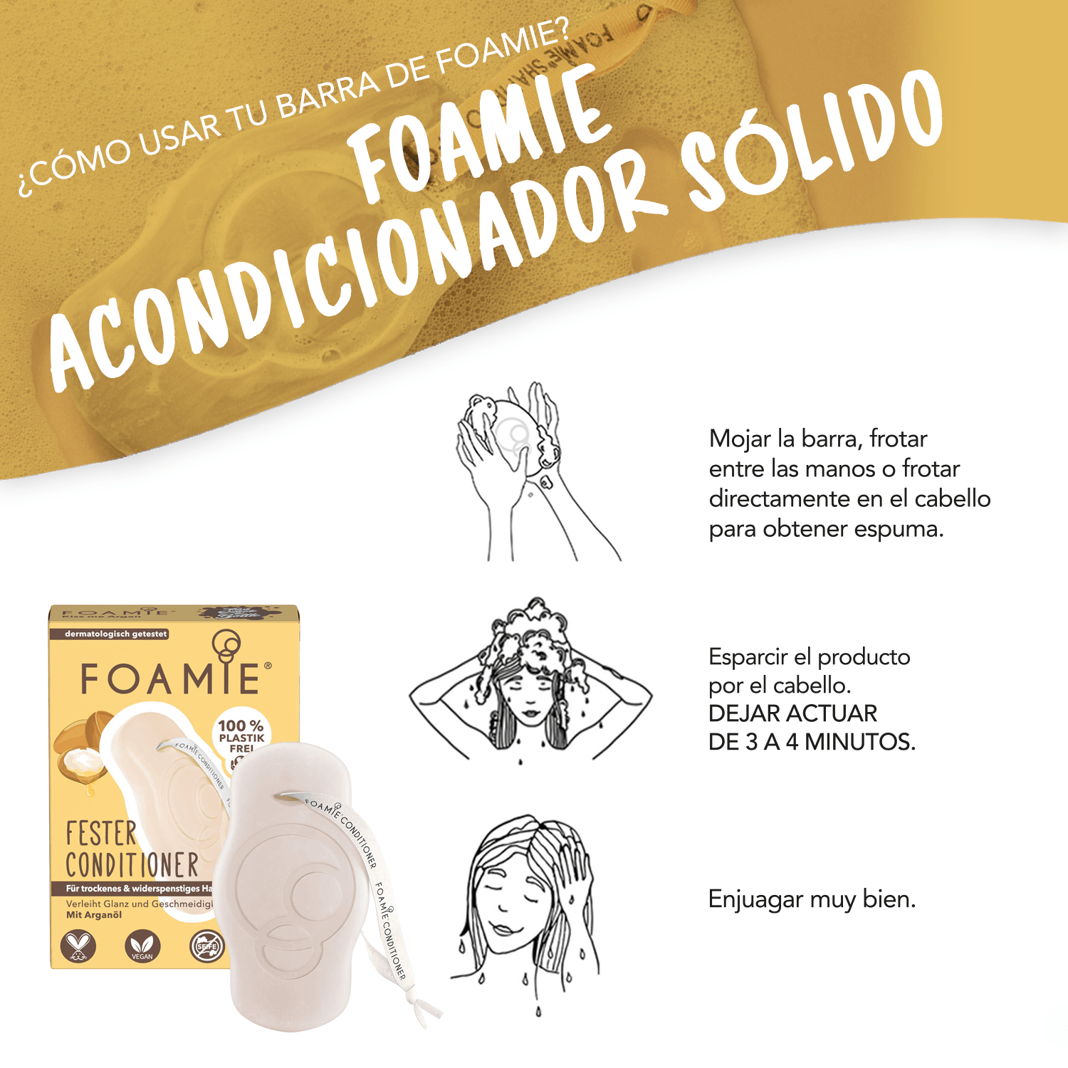 Hair Kit - Shampoo y acondicionador de aceite de argán para cabello rebelde con frizz - Foamie