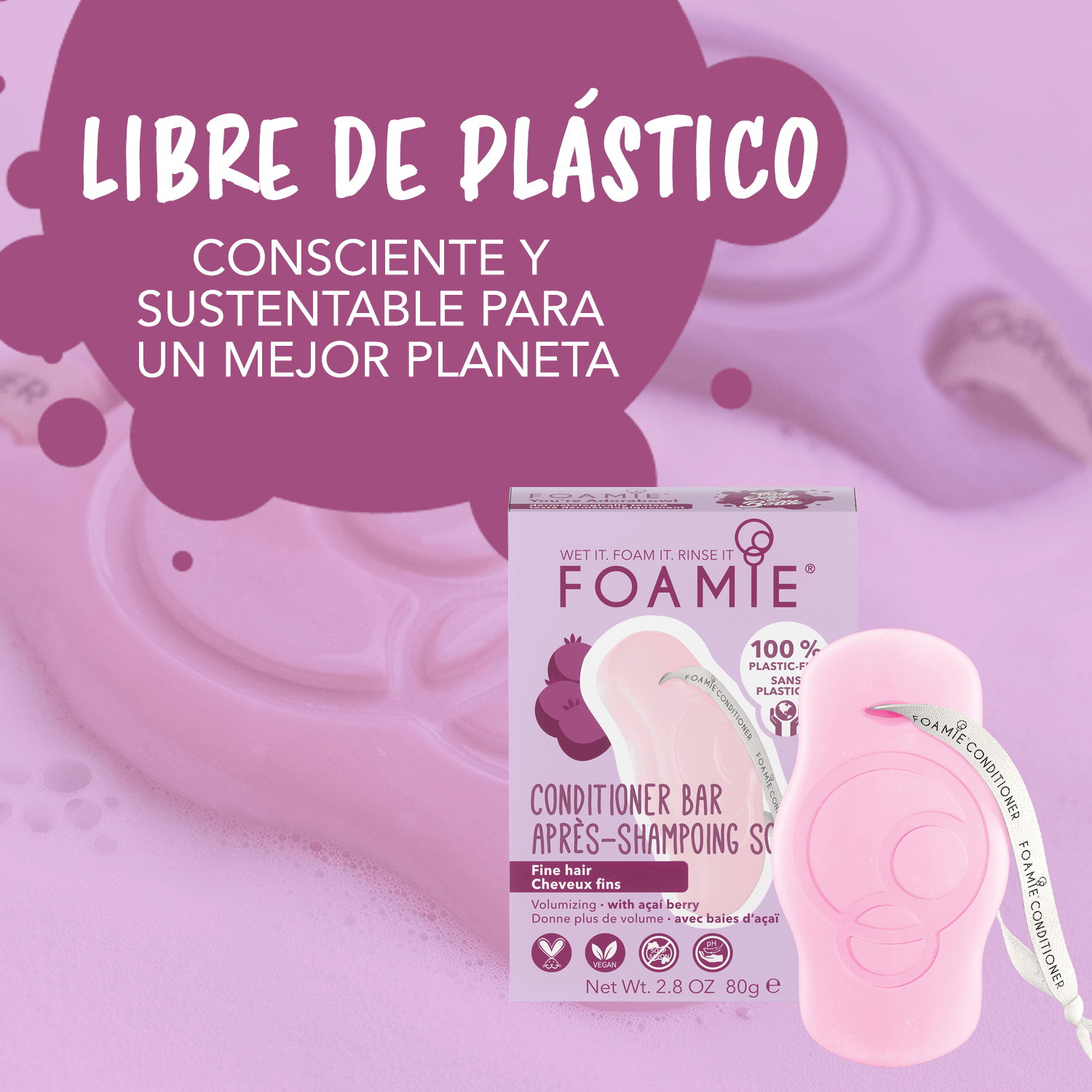 Acondicionador de Baya de Acaí para cabello fino o delgado - Foamie