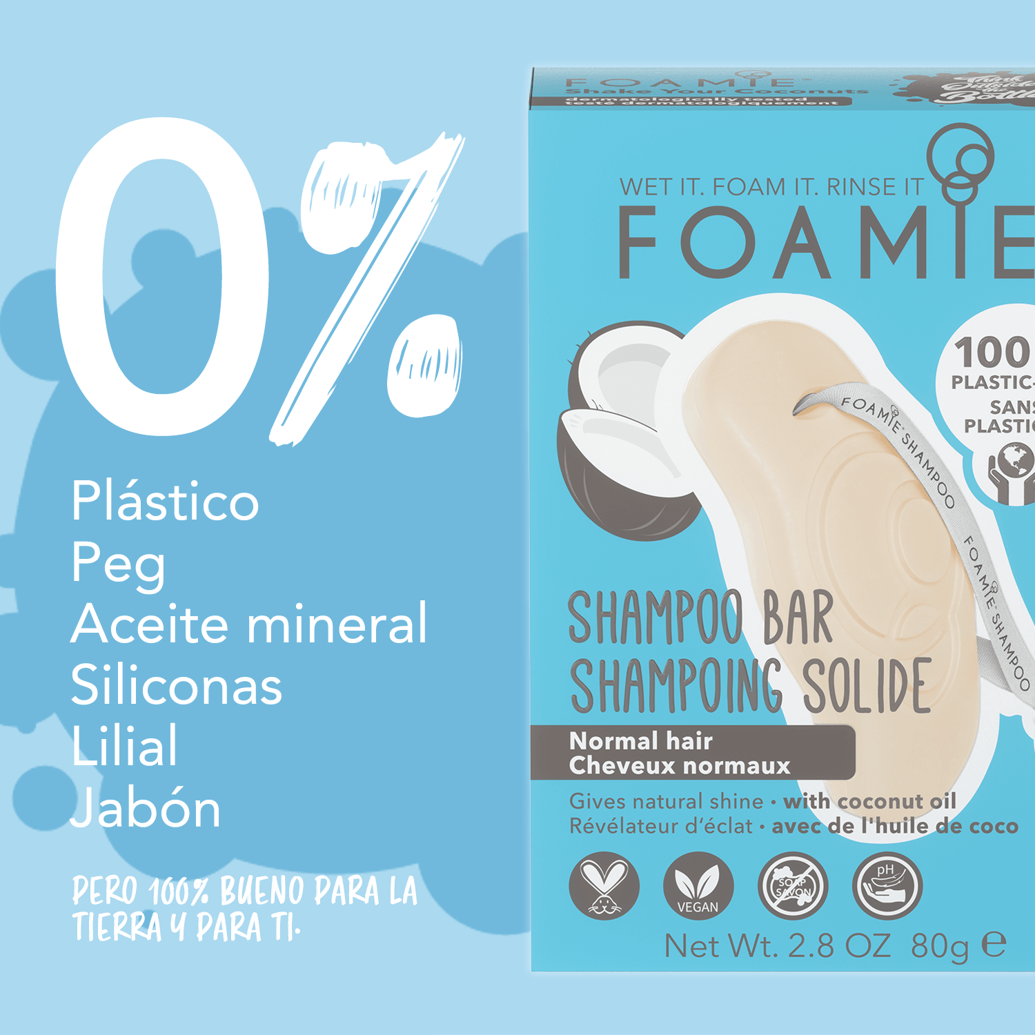 Shampoo de Coco para cabello normal - Foamie