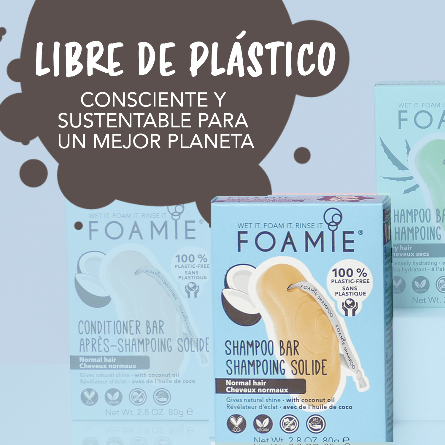 Kit Shampoo y Acondicionador de Coco con Jabonera sustentable - Foamie