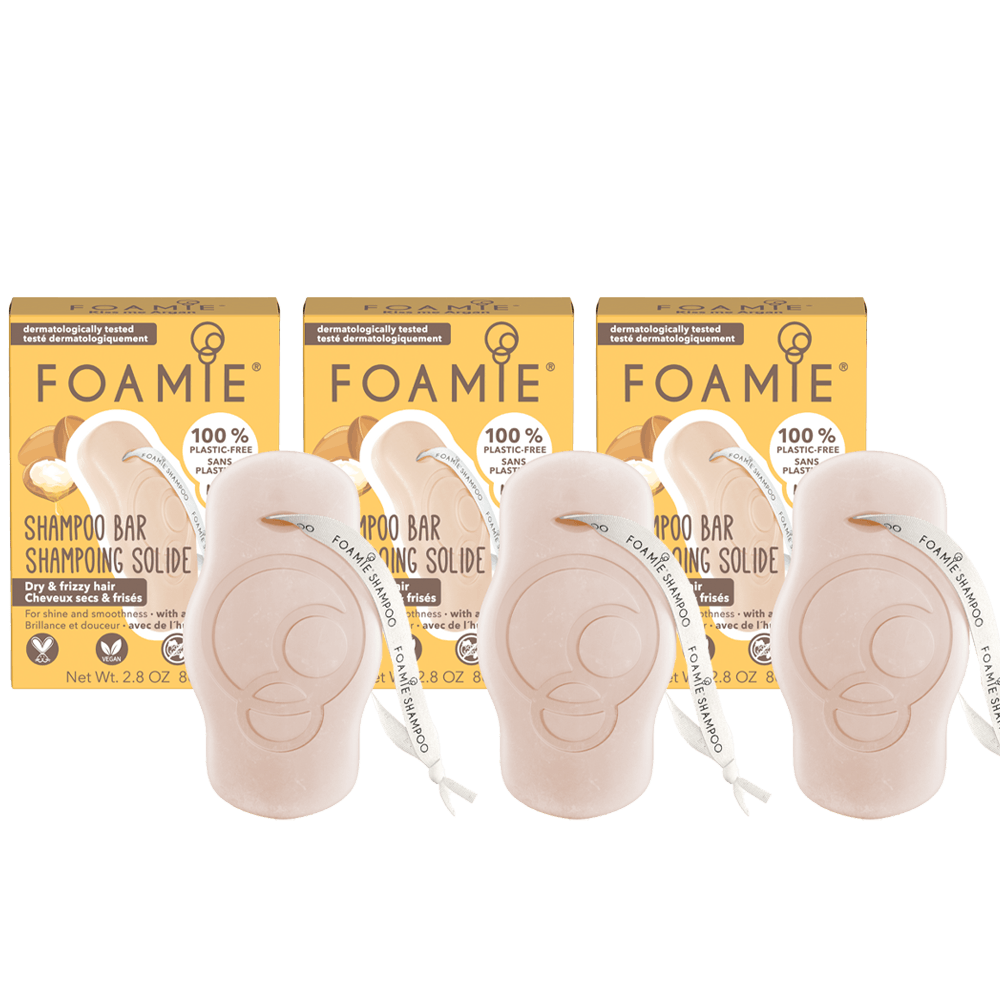 Triple Kit Shampoo de aceite de argán para cabello rebelde con frizz - Foamie