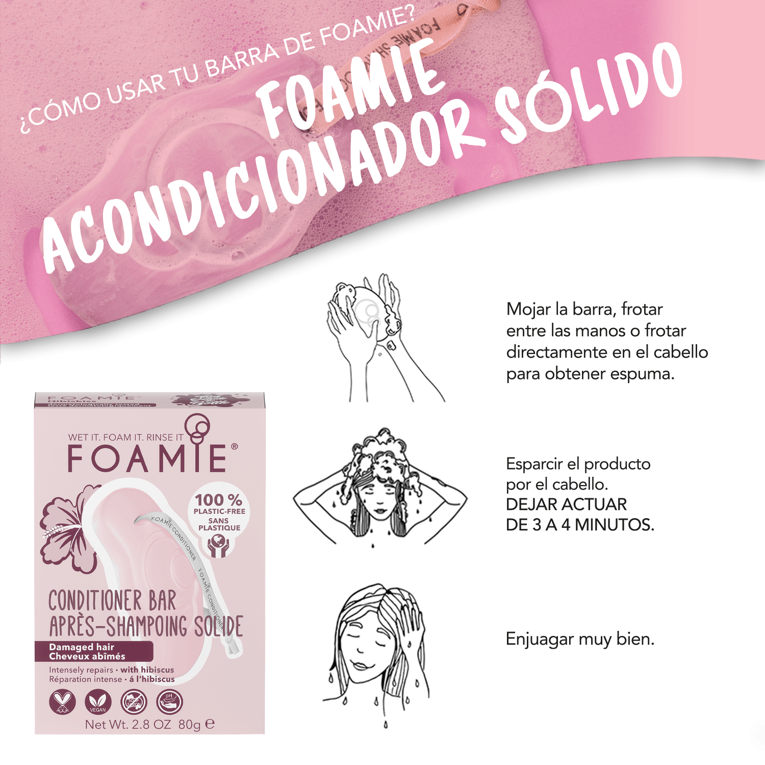 Acondicionador de Flor de Jamaica para cabello dañado - Foamie