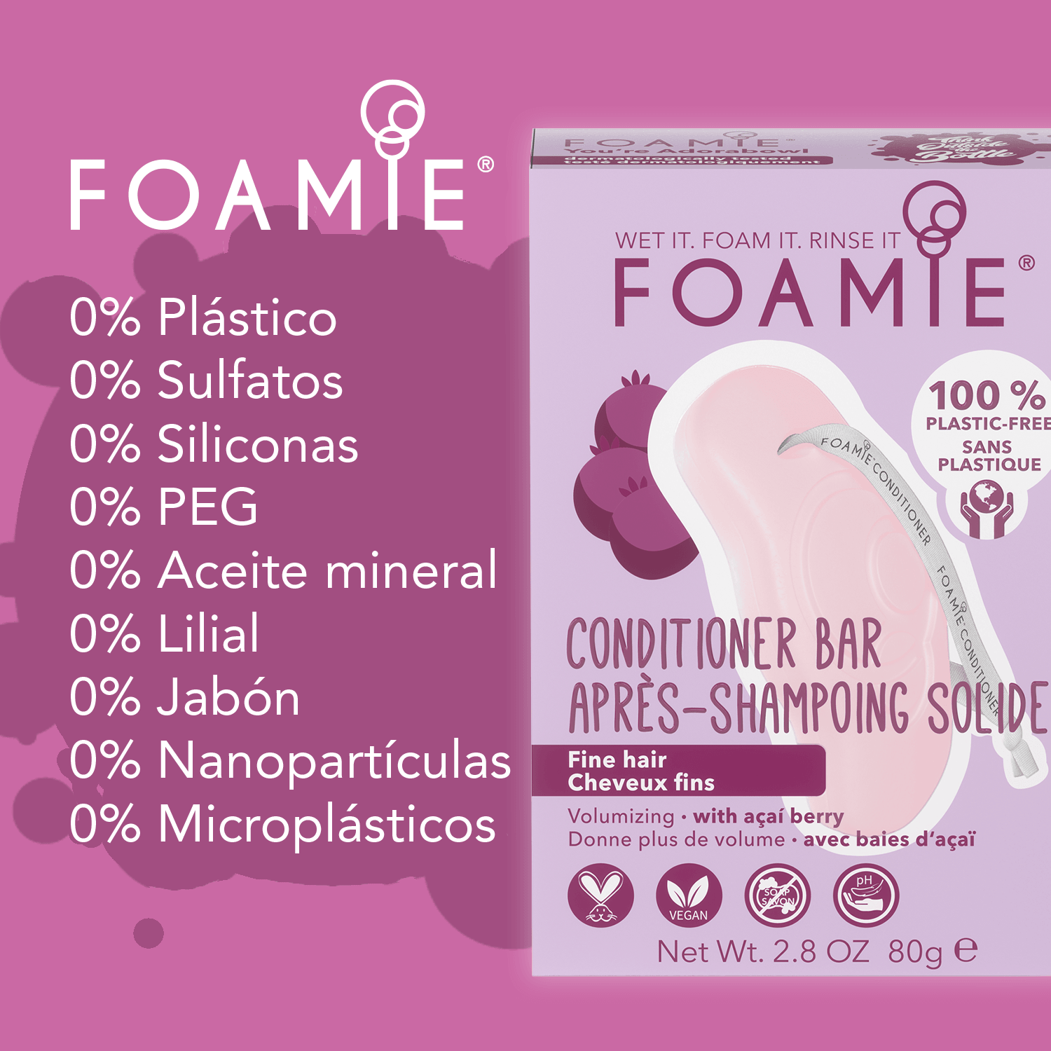 Acondicionador de Baya de Acaí para cabello fino o delgado - Foamie