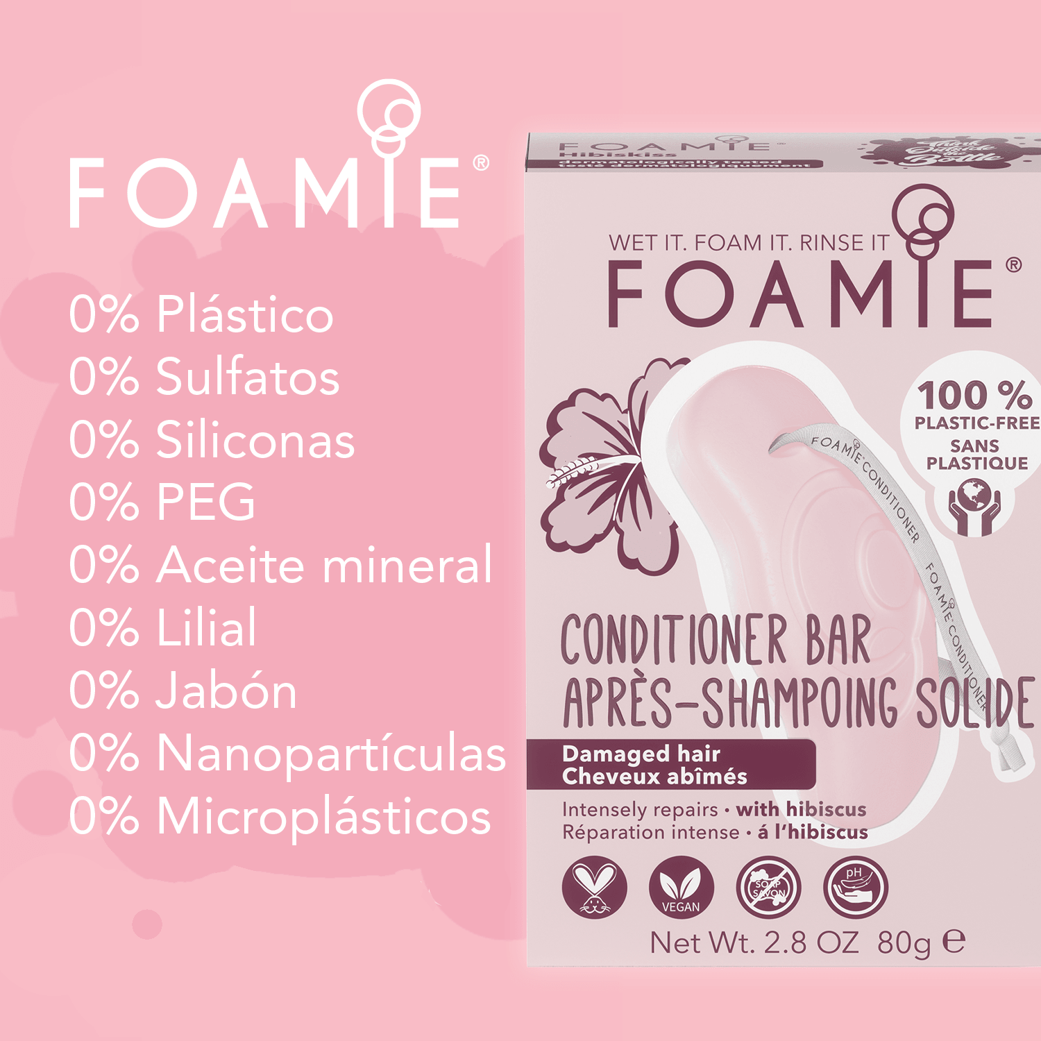 Acondicionador de Flor de Jamaica para cabello dañado - Foamie