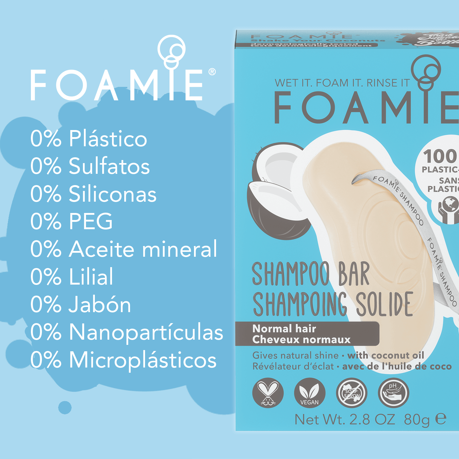 Shampoo de Coco para cabello normal - Foamie